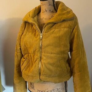 Yellow Corduroy Puffer Jacket